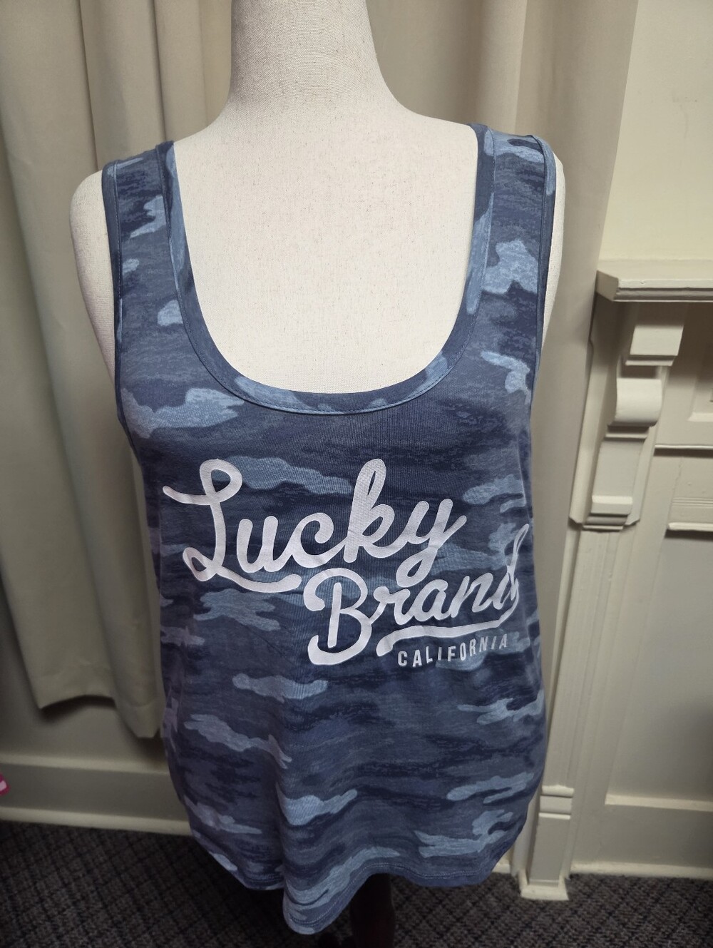 Lucky Brand Blue Camo Tank Top Size XXL